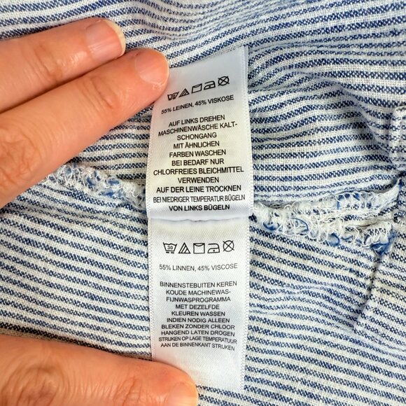 Tahari Linen Blend Relaxed V-Neck Striped Tunic Dress – Women’s 1X - Picture 7 of 10